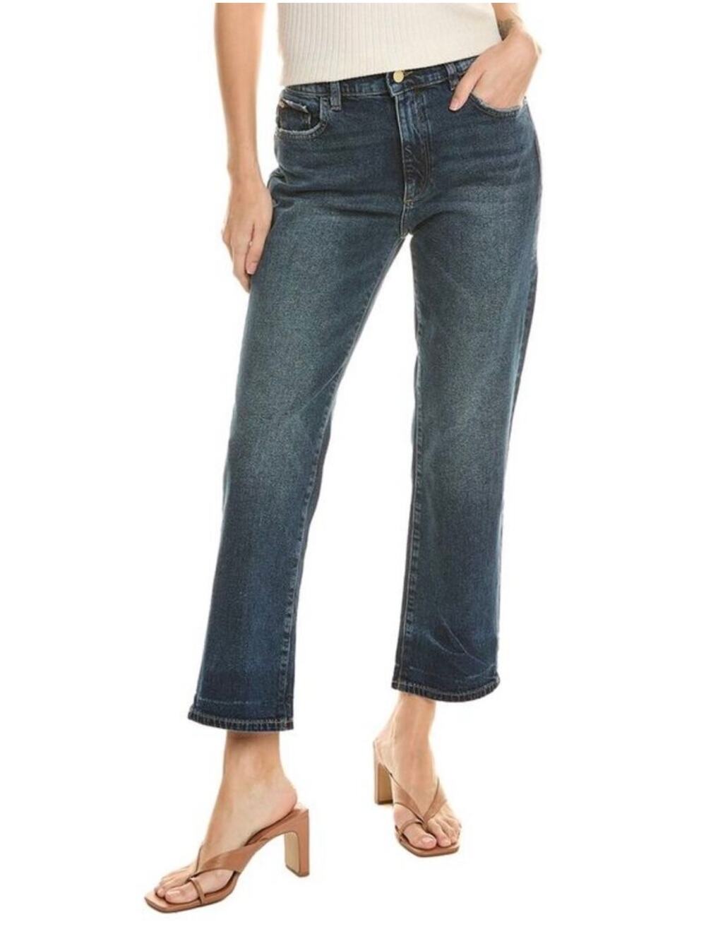 DL1961 Patti Straight High Rise Vintage Jeans 26 Fisher Dark Blue 27 Inseam